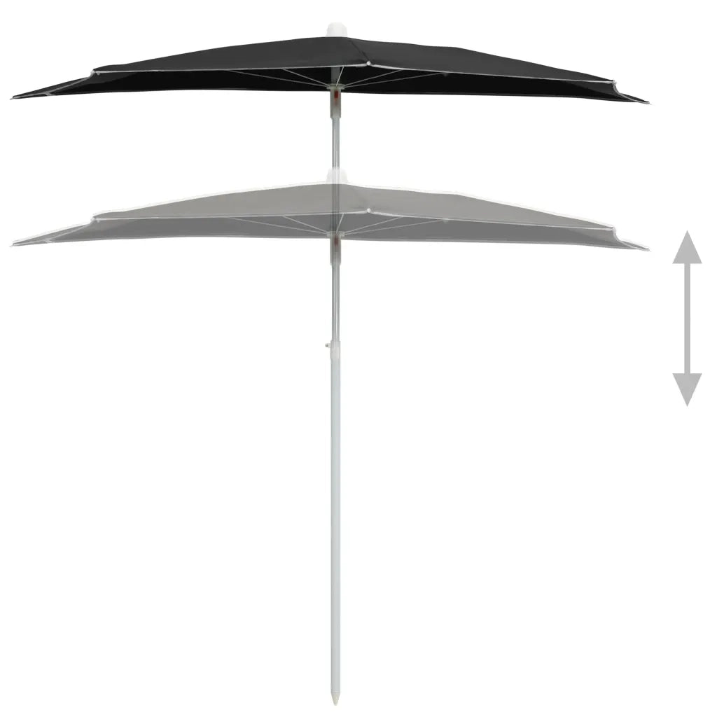 Ombrellone Semicircolare da Giardino con Palo 180x90 cm Nero cod mxl 6650