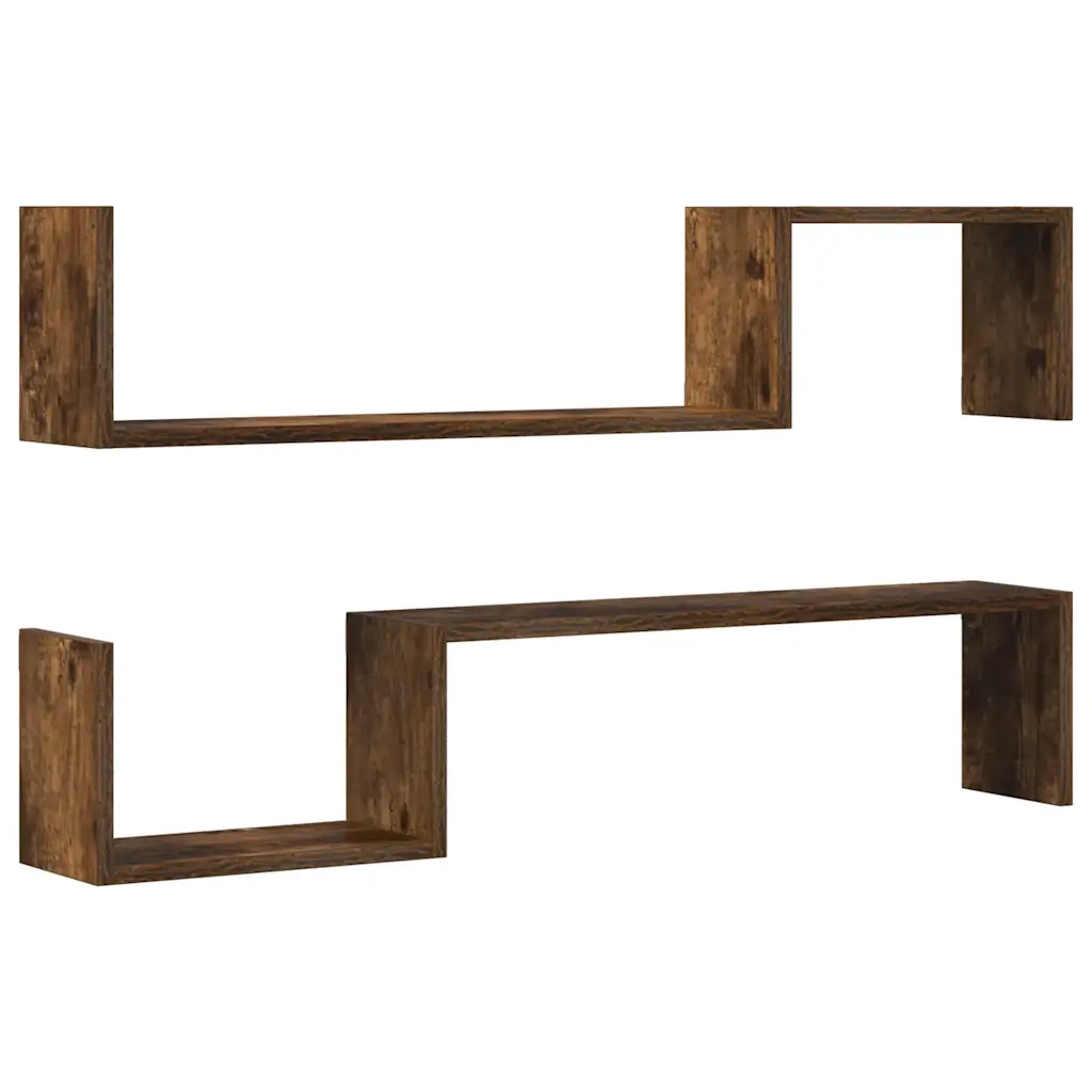 Mensole a Muro 2 pz Rovere Fumo 100x15x20 cm Legno Multistrato cod mxl 33249
