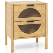 Comodino in bambù 45 x 40 x 56 cm con 2 ampi cassetti design rustico modernizzato in bambù naturale 20_0018748
