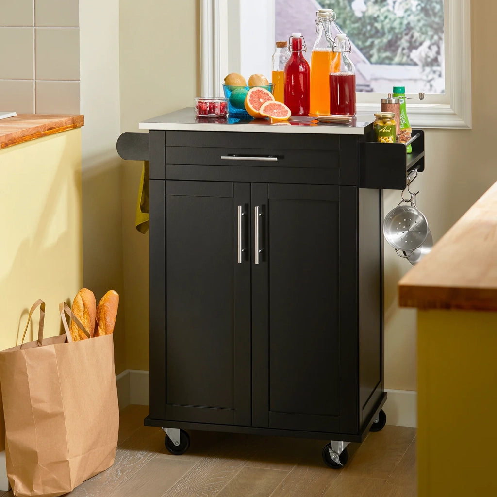 Carrello Cucina Credenza Cucina Mobile Cucina Nero Con Route FKW110-SCH