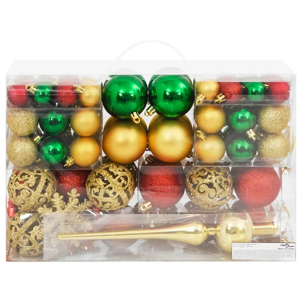 Set Palline di Natale 112 pz-Decorazioni natalizie Rosso / Verde / Oro in Polistirene
