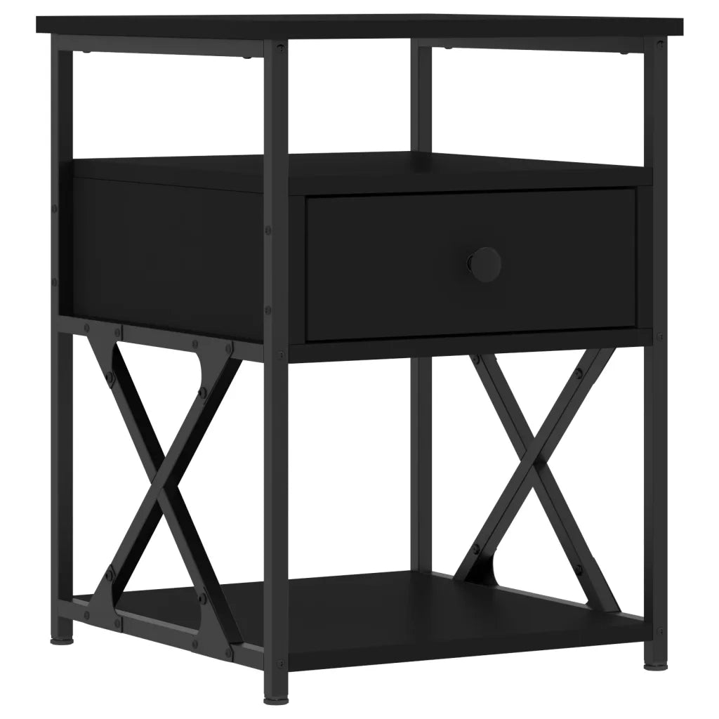 Comodini 2 pz-Set di 2 Tavolino da notte Neri 40x42x55 cm in Legno Multistrato