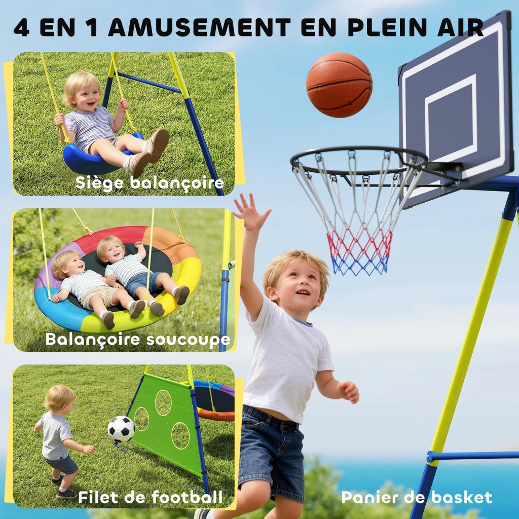Altalena Giardino Bambini 4 in 1 con Nido e Canestro ¨C Zephmum ¨C Multicolore