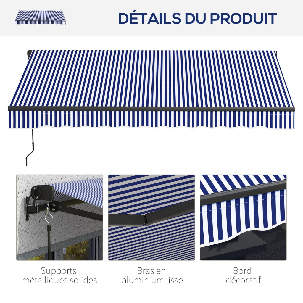 Tenda da sole retrattile manuale con manovella ¨C Xylo ¨C alluminio poliestere blu bianco