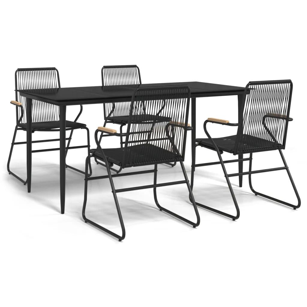 Set da Pranzo da Giardino 5 pz | Set Salotto da Giardino Nero in Rattan PVC
