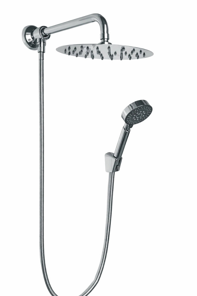 Kit set doccia deviatore con doccetta e soffione e braccio 40 cm