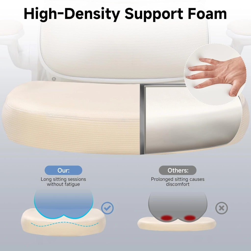 Sedia da ufficio ergonomica, con poggiatesta 3D e supporto lombare, design con gancio integrato, braccioli pieghevoli, cuscino imbottito, carico fino a 150 kg