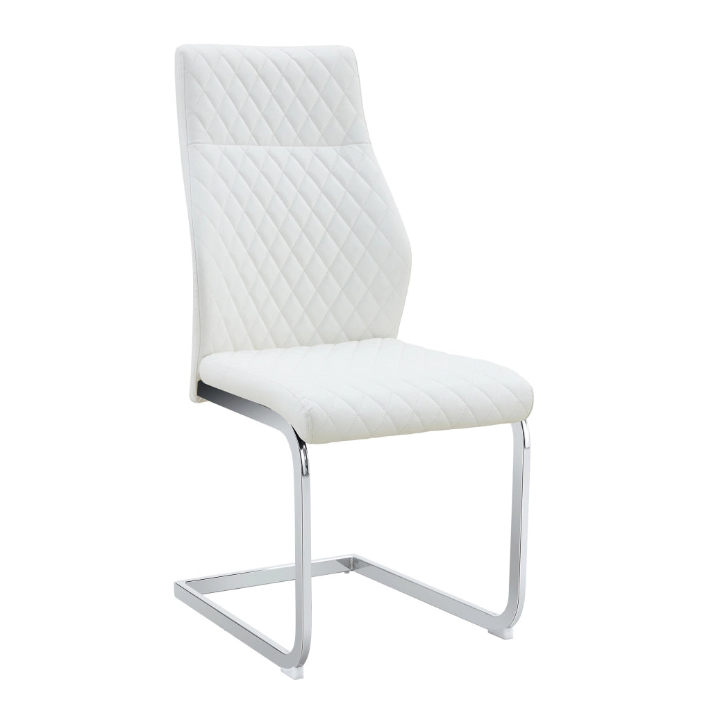 Sedie da Pranzo Set 2 Pezzi ¨C MINIMAL ¨C Bianche Velluto Schienale Alto Gambe Metallo