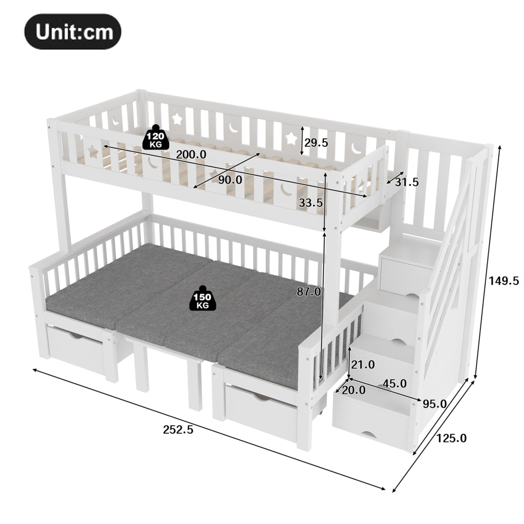 Letto a soppalco 90x200 cm con scrivania pieghevole