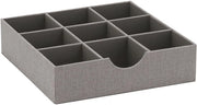 Organizzatore di cassetti profondo con 9 compartimenti per la raccolta, 30,5 x 30,5 x 8,0 cm | Grigio, 728-1, 30,5 x 30,5 x 8,0 cm, grigio, tessuto poliestere, argento