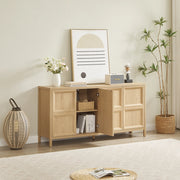Mobile TV moderno con ante - Zephmum- 160x40x80 cm- Colore quercia chiaro- Apertura a pressione, cerniere soft-close