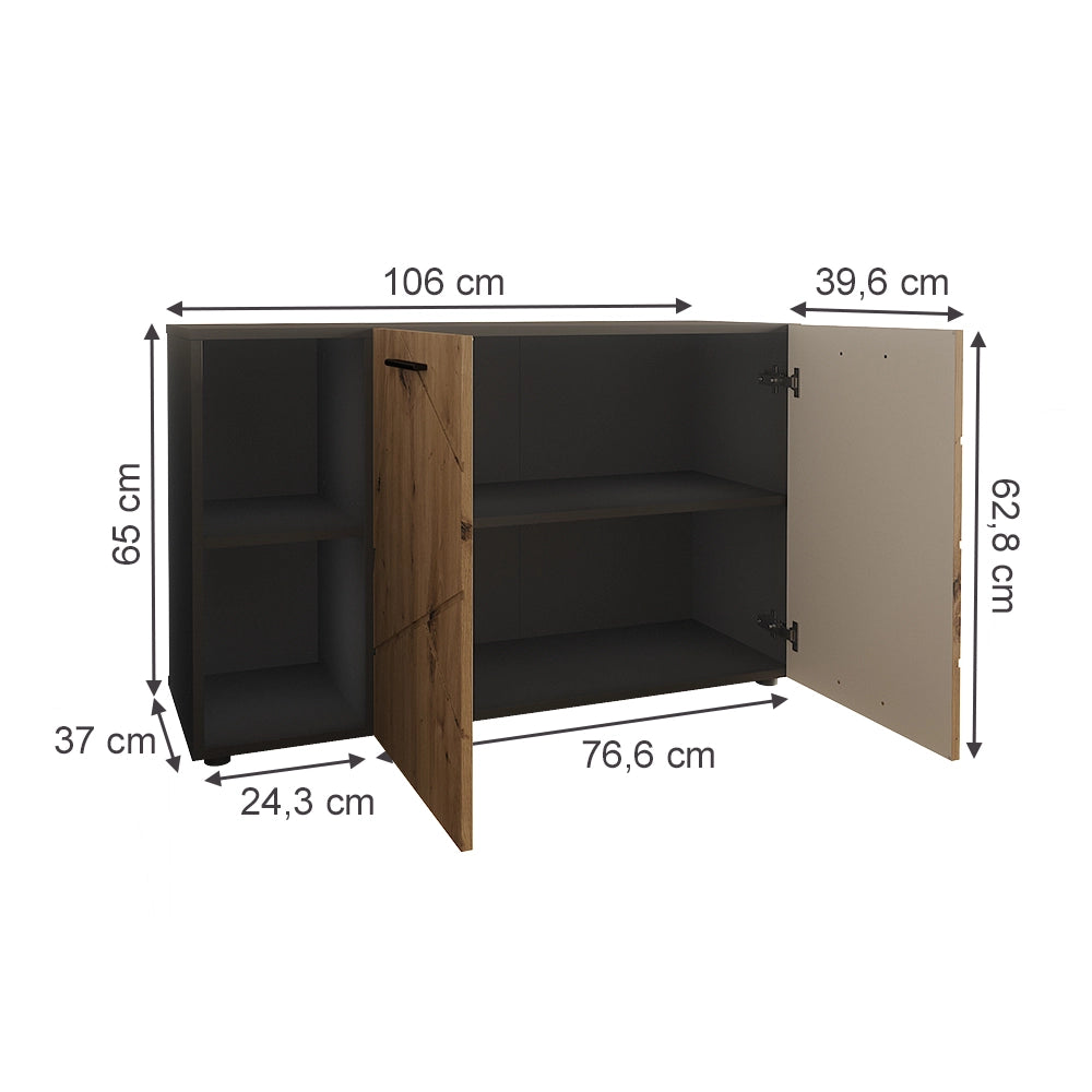 Vicco Mobile porta scarpe Antracite/Artisan 106 x 63 cm con 2 porte