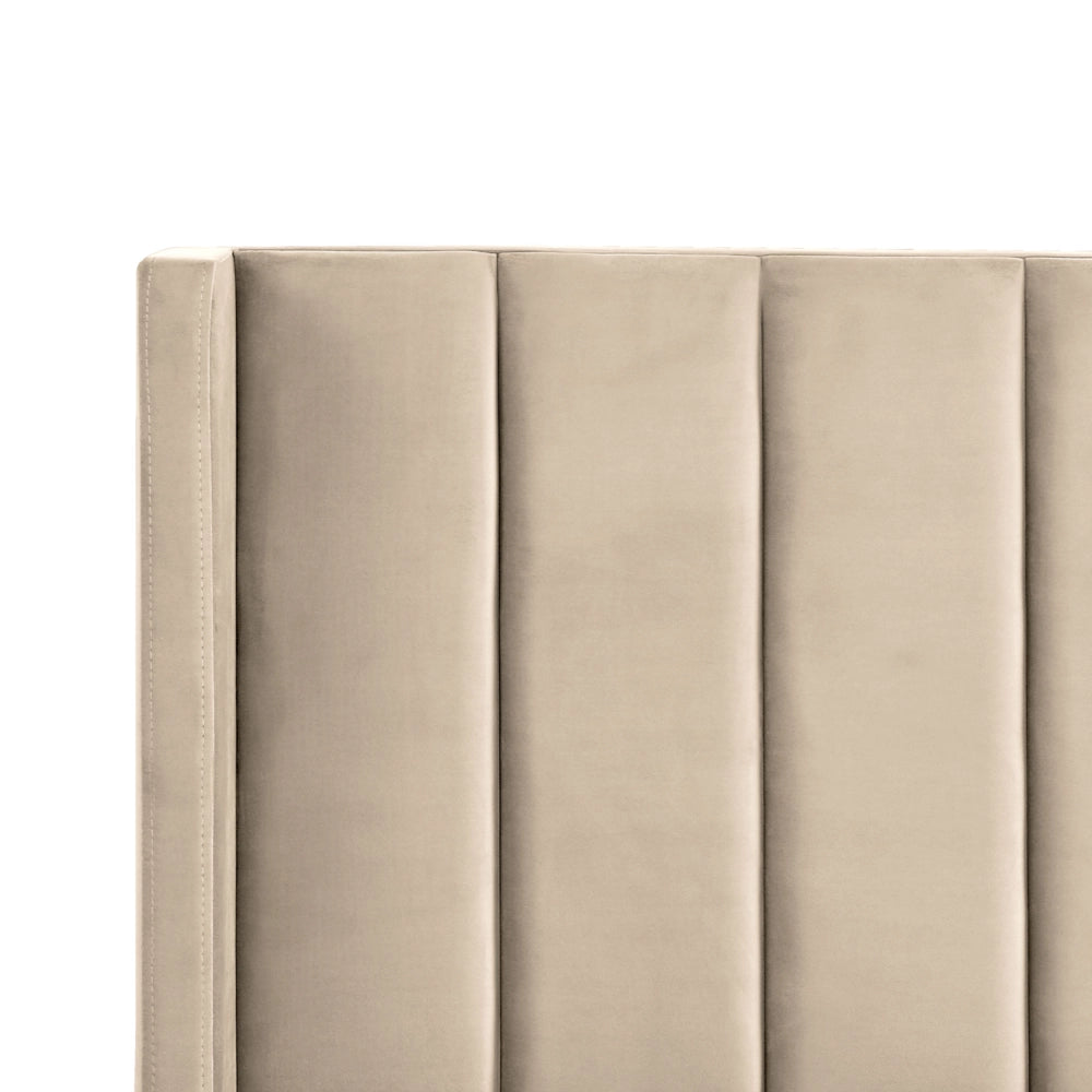 Letto matrimoniale con doghe 180 x 200 cm velluto di colore beige stile glam moderno