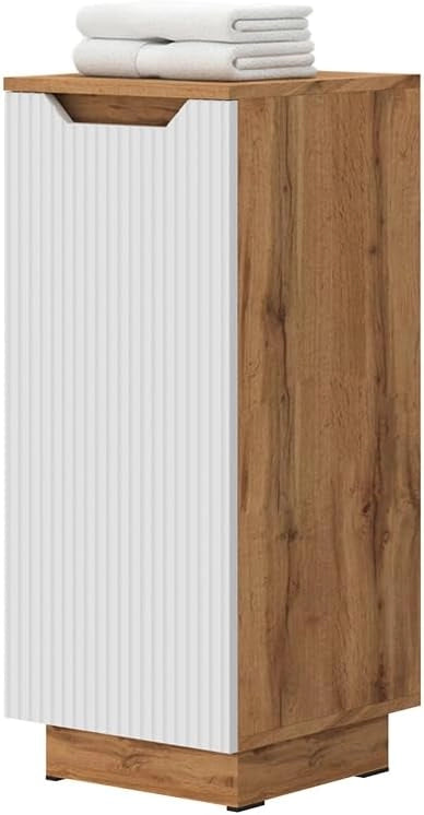 mobiletto bagno Lotta, Rovere/bianco a strisce, 33.4 x 81.9 cm