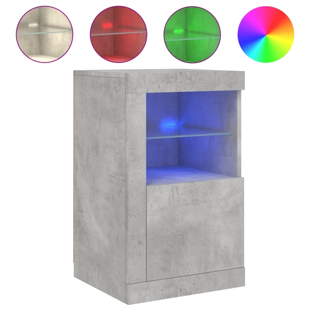 Armadietti con Luci LED 2pz Grigio Cemento in Legno Multistrato 836637