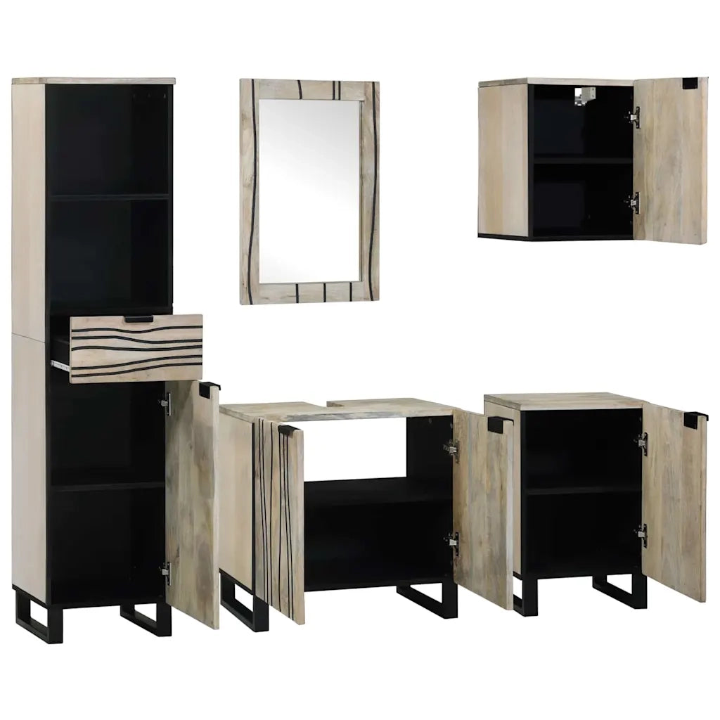 Set di mobili per il bagno 5 pcs Marrone Noce Legno multistrato