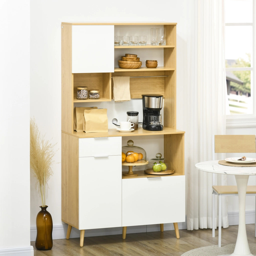 Armadio Cucina con Ante, Cassetti e Ripiani Regolabili ¨C Zephmum ¨C 93x40x180 cm