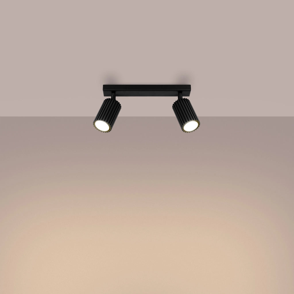 Plafoniera nera moderna 30cm 2 spot GU10 Pure Lume