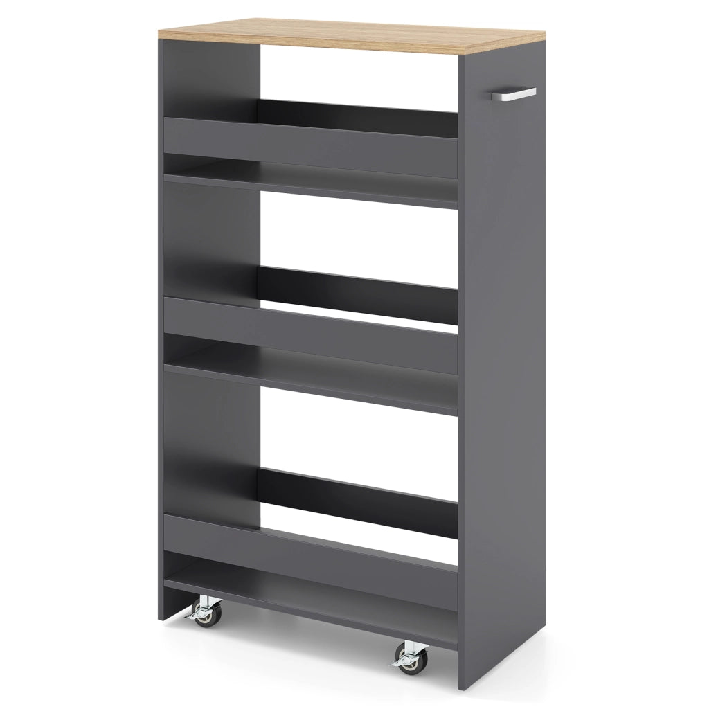 Carrello cucina stazione ricarica maniglia parapetti, Carrello stretto sfilo ruote bloccabili soggiorno cucina lavanderia Grigio