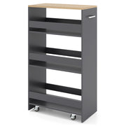 Carrello cucina stazione ricarica maniglia parapetti, Carrello stretto sfilo ruote bloccabili soggiorno cucina lavanderia Grigio