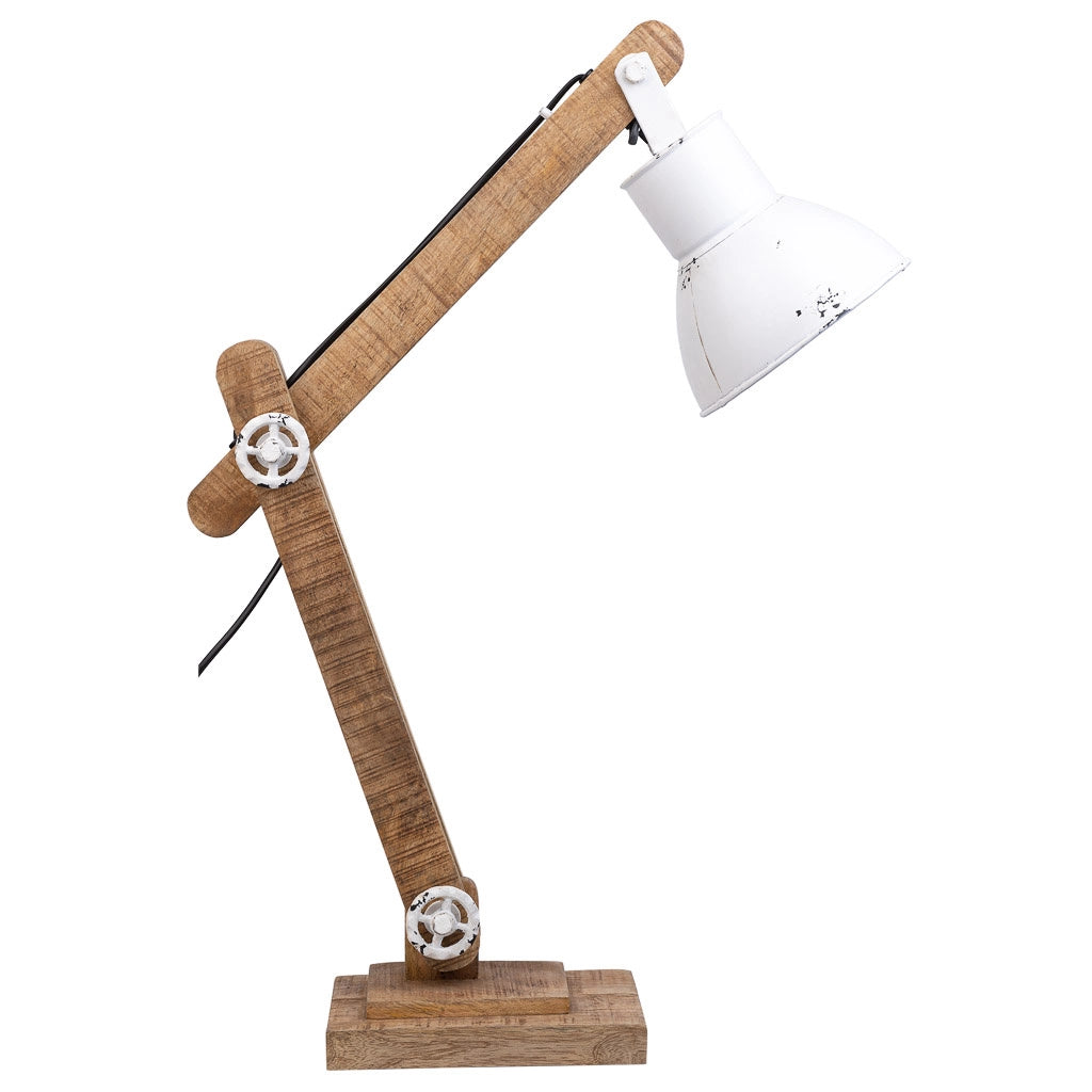 Lampada flexo in legno bianco e metallo 17x22x79h