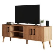 Brugine, Mobile Porta tv un Ripiano, 150x34x52h cm Marrone Quercia