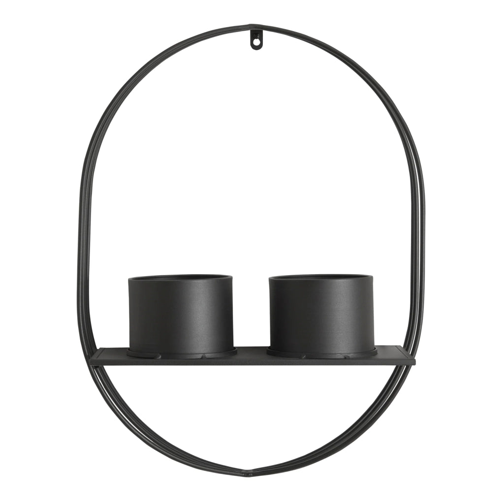 Scaffale dal design senza tempo per soggiorno/camera da letto mobiletto portaoggetti da parete per piante 61 x 47 x 15 cm metallo nero 03_0011271
