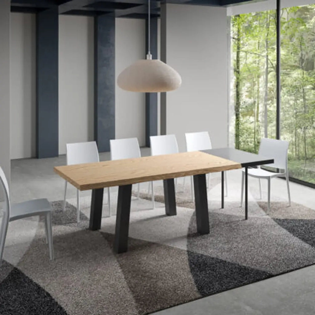 Tavolo allungabile 180/230x90 cm Svalen rovere scortecciato gambe antracite