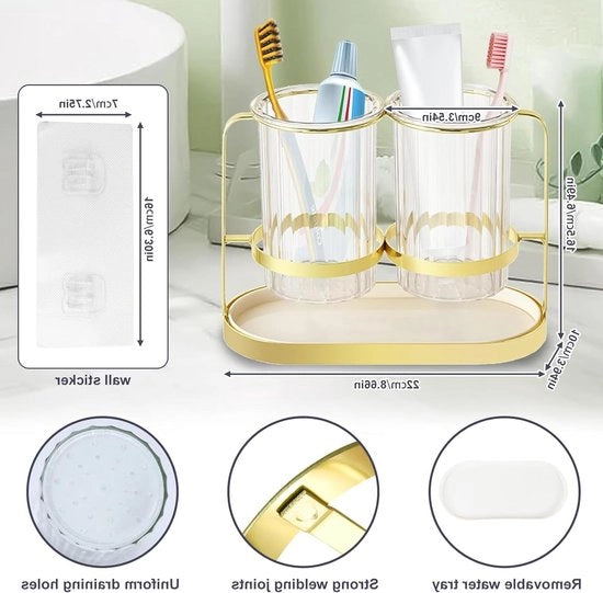 Tazza da spazzolino da denti con scarico - Supporto per spazzolino da denti in acciaio inossidabile da appendere - Bagno - Vasca - Cucina - Translante