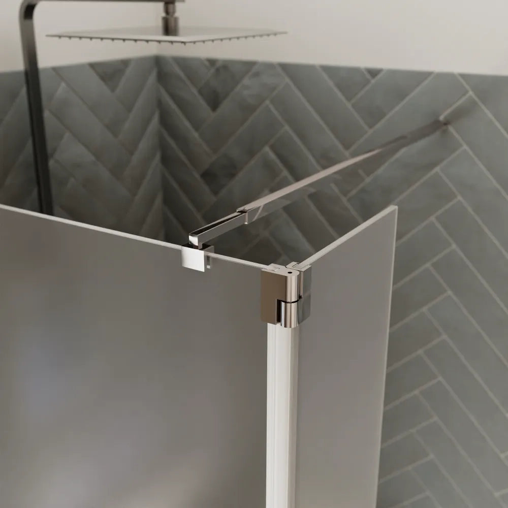 Doccia walk-in 90cm + anta 30cm vetro 8mm opaco profili cromo | Keros