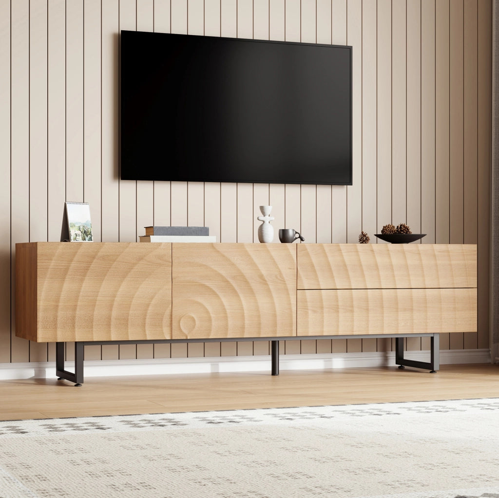 Mobile TV naturale 180 cm con ante, cassetti e passacavi