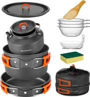 Set di Cucina da Campeggio con Superficie Antiaderente - Incluso Piatto e Accessori da Cucina