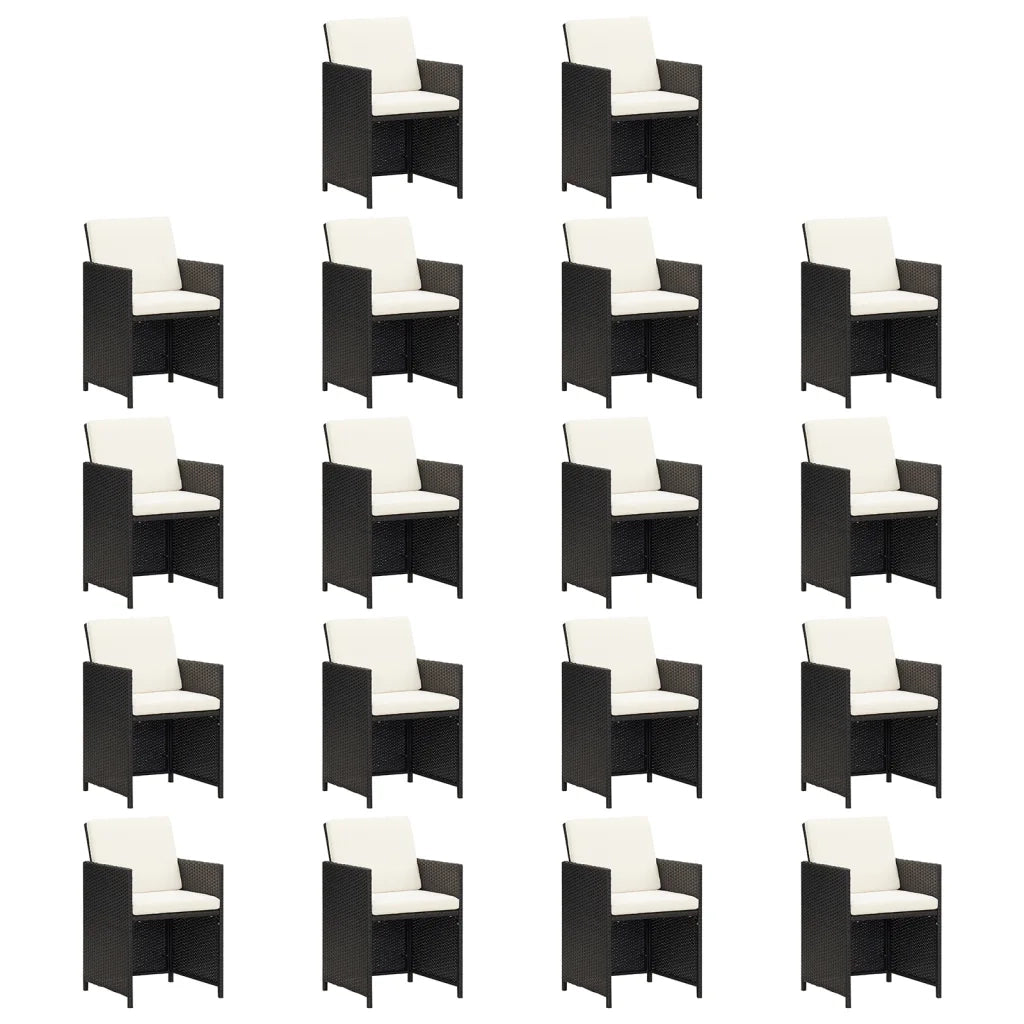 Set da Pranzo da Giardino 19 pz con Cuscini in Polyrattan Nero 3095655