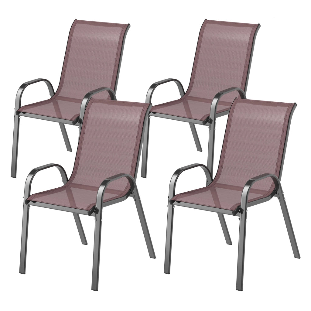 Sedie da Giardino Impilabili con Braccioli Curvi ¨C zephmum ¨C Tessuto Marrone 54x71x93 cm