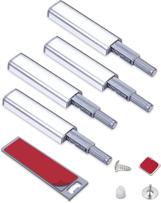 Drukgrendel Magnetico per Cucina e Armadi - 4 Pezzi Deurstopper a Molla con Chiusura Magnetica