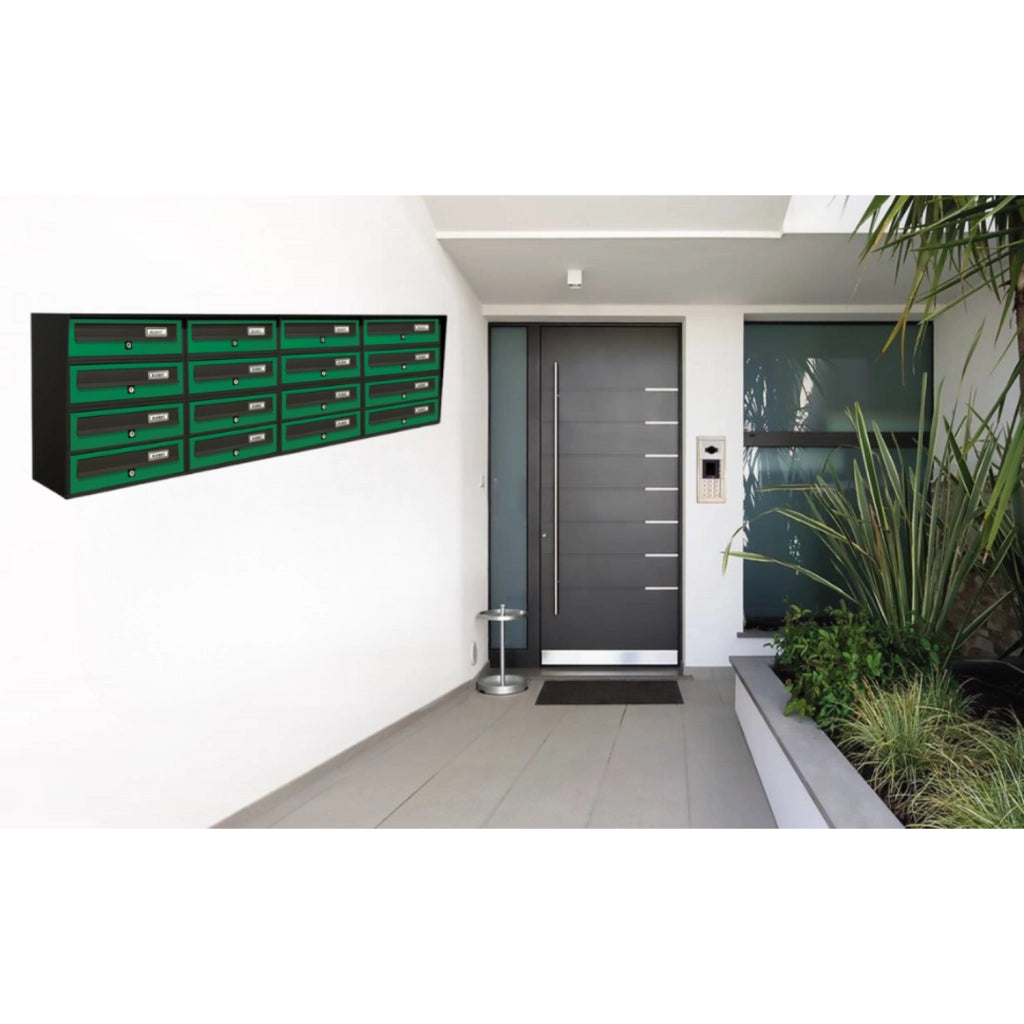 ALUBOX SLIM Cassette Postali Condominiali 16 Posti 50X154,5X30 Cm In Lamiera Zincata E Alluminio Cassetta Postale Da Esterno Condominiale Sistema Anti Prelievo Resistente All'Acqua