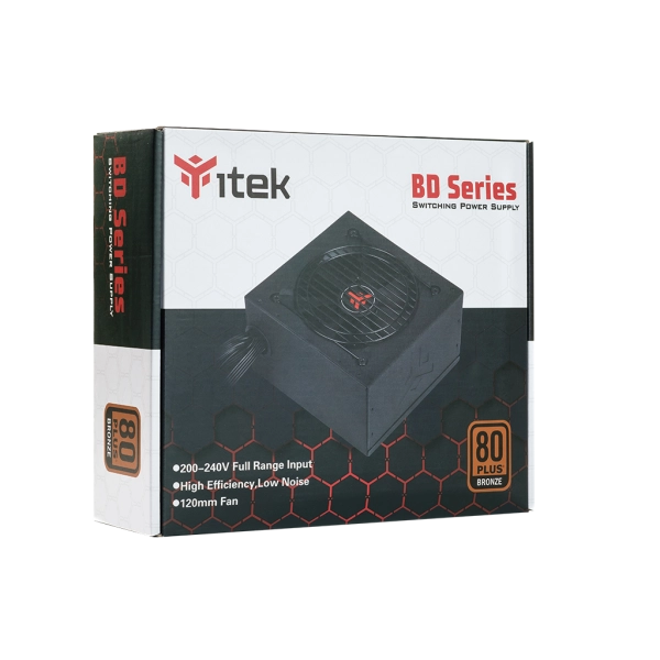 Alimentatore Itek BD500 - 500W Output - Ventola HDB 12cm - 80 Plus EU Bronze - PFC Attivo - ATX