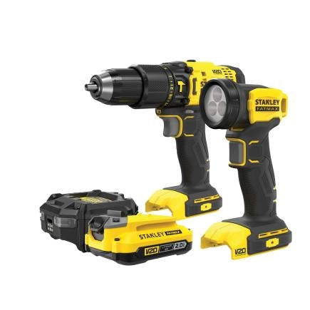 Kit Stanley FATMAX V20 SFMCK210D1-QW Trapano 18V + Torcia LED con Batteria 2,0Ah