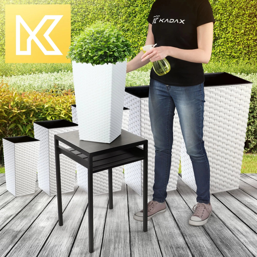 Vaso da giardino KADAX con inserto per fiori, grande e alto, 24x47 cm, bianco.