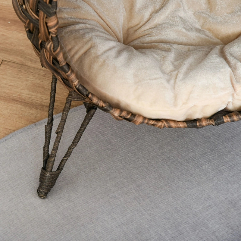 Cuccia per gatti in rattan PE con cuscino, base rialzata, marrone, 54 x 46 x 59 cm