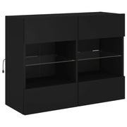 Mobile TV multimediale mensola TV credenza mobile TV parete attrezzata per sala da pranzo soggiorno camera da letto con luci LED 78,5 x 30 x 60,5 cm nero 02_0027909