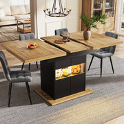 TAVOLO Allungabile 110-140x80x76 cm Nero Effetto legno con LED e vano contenitore