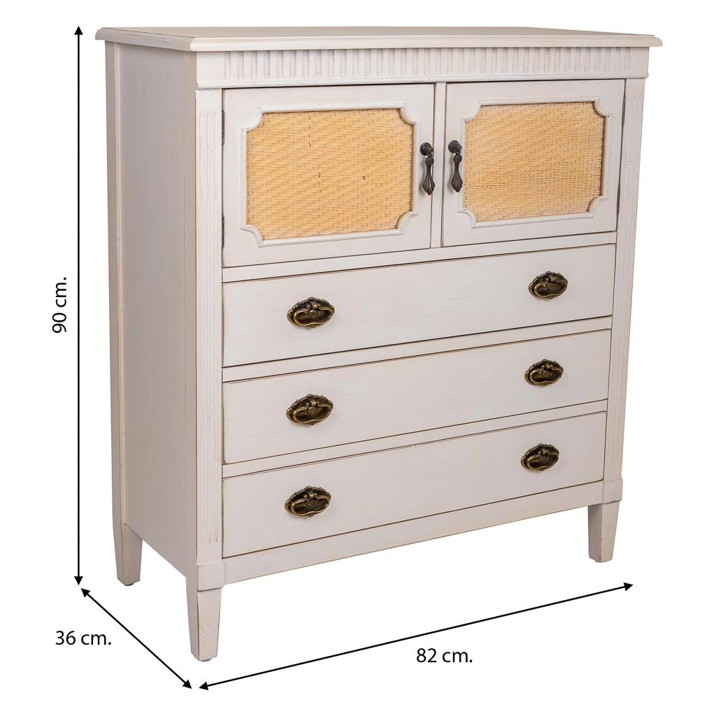 Cassettiera in legno bianco 82x36x90h