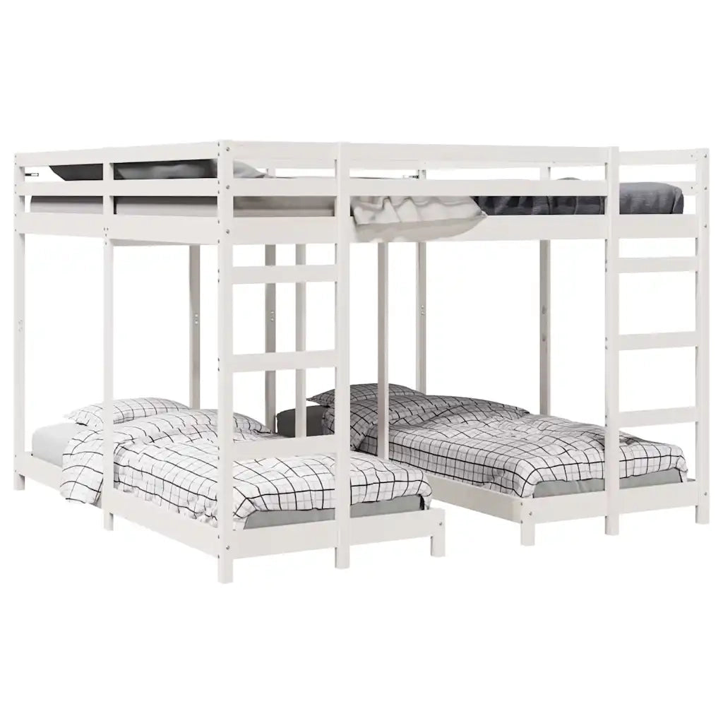 Struttura letto a castello triplo Bianco 200 x 200 cm