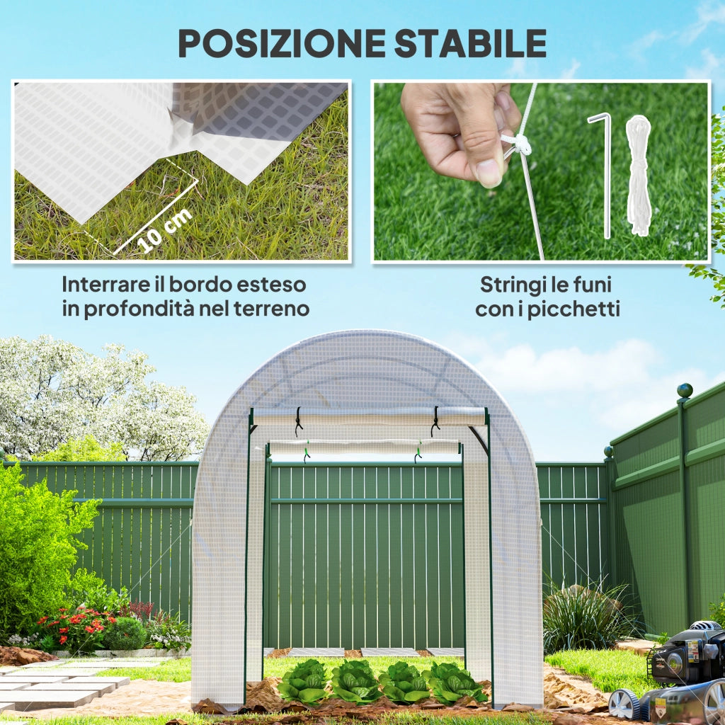 Serra da Giardino in Acciaio e PE ¨C Zephmum ¨C 1.8x1.8x2 m Bianco