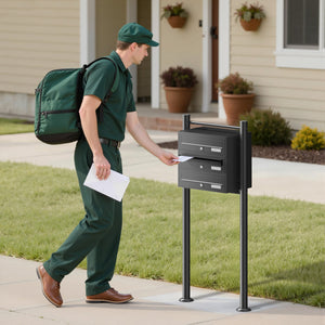 Cassetta postale condominiale autoportante 3 posti, 1 modulo, nero 556 x 270 x 1500 mm