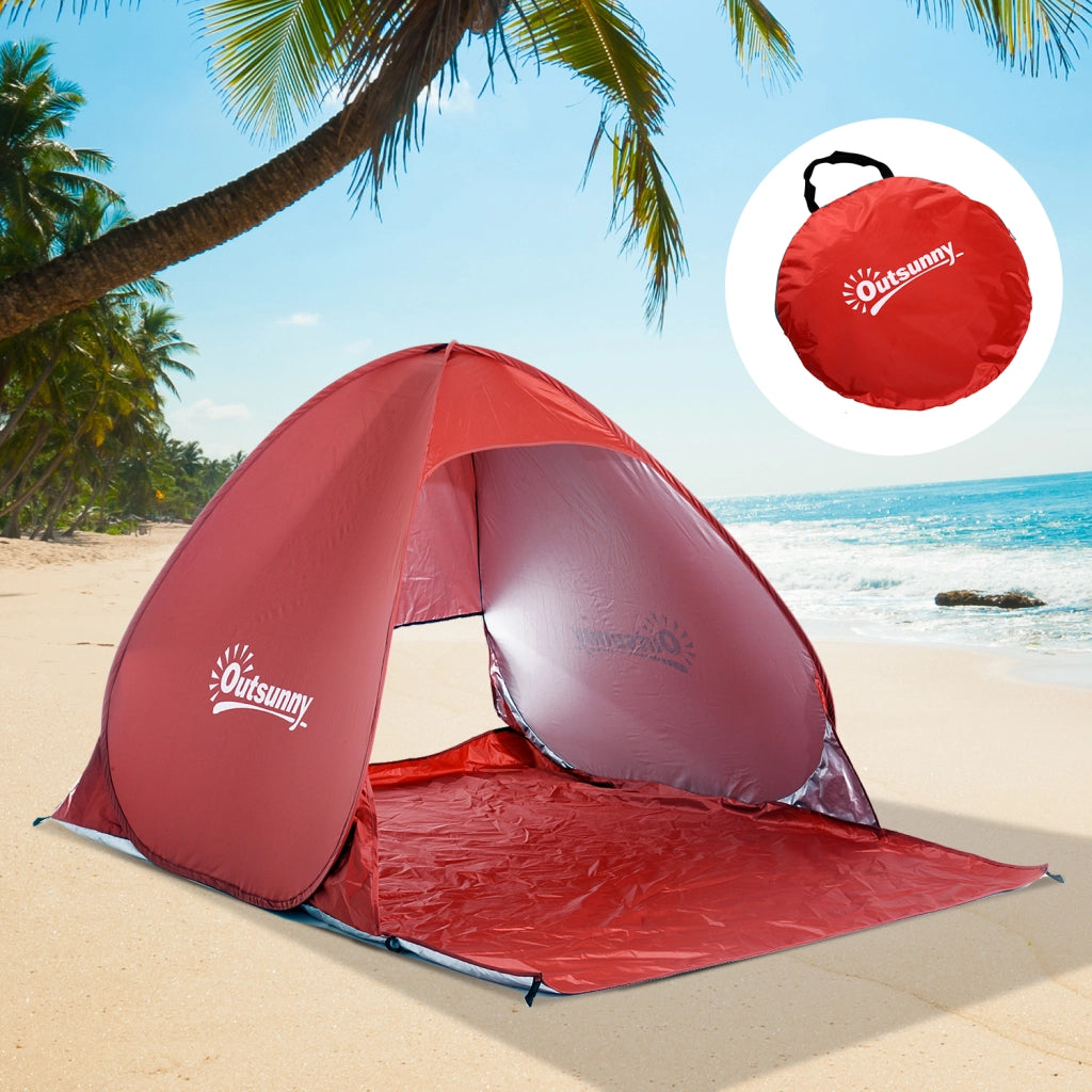 Tenda da spiaggia pop-up per 2-3 persone con protezione UV ¨C zephmum ¨C 200x150x119 cm rosso