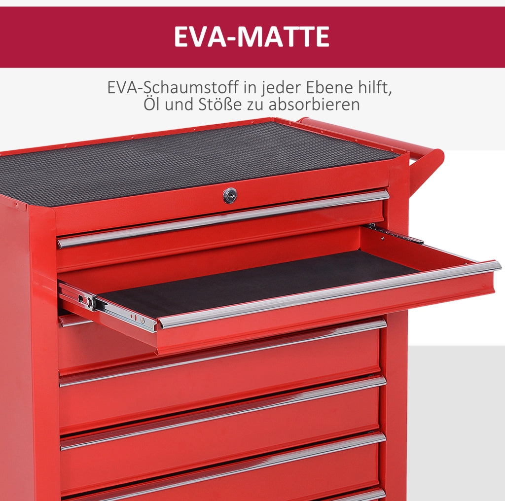 CARRELLO PORTAUTENSILI 7 cassetti 69x33x75 cm acciaio rosso