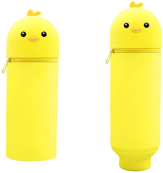 Etui 2-in-1 in silicone, portapenne 2-in-1 in silicone, tas in silicone morbido, design di tacchino giallo, etui, portapenne, pieghevole e impermeabile