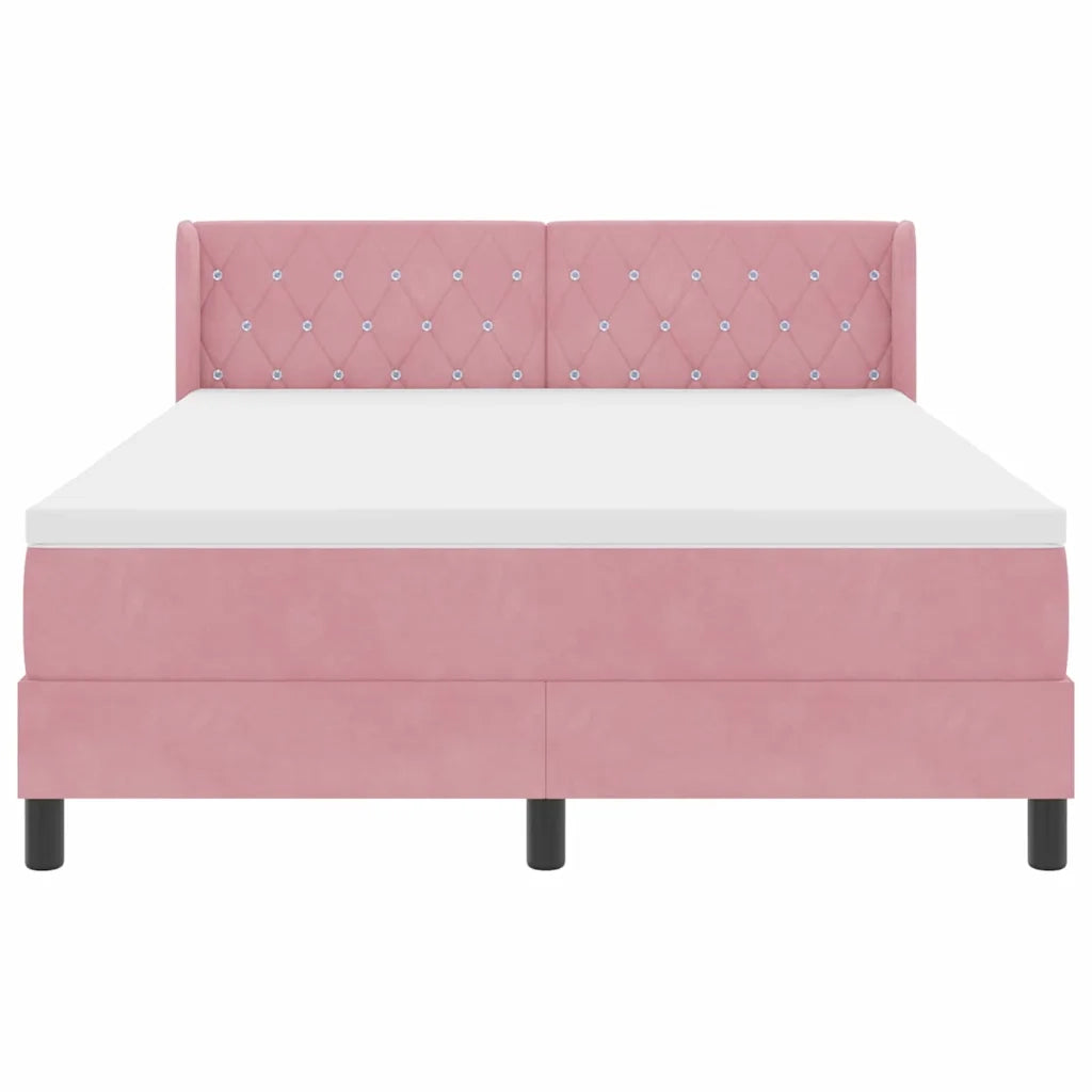 Letto a molle con testiera Rosa 200 x 160 cm Velluto 3341425